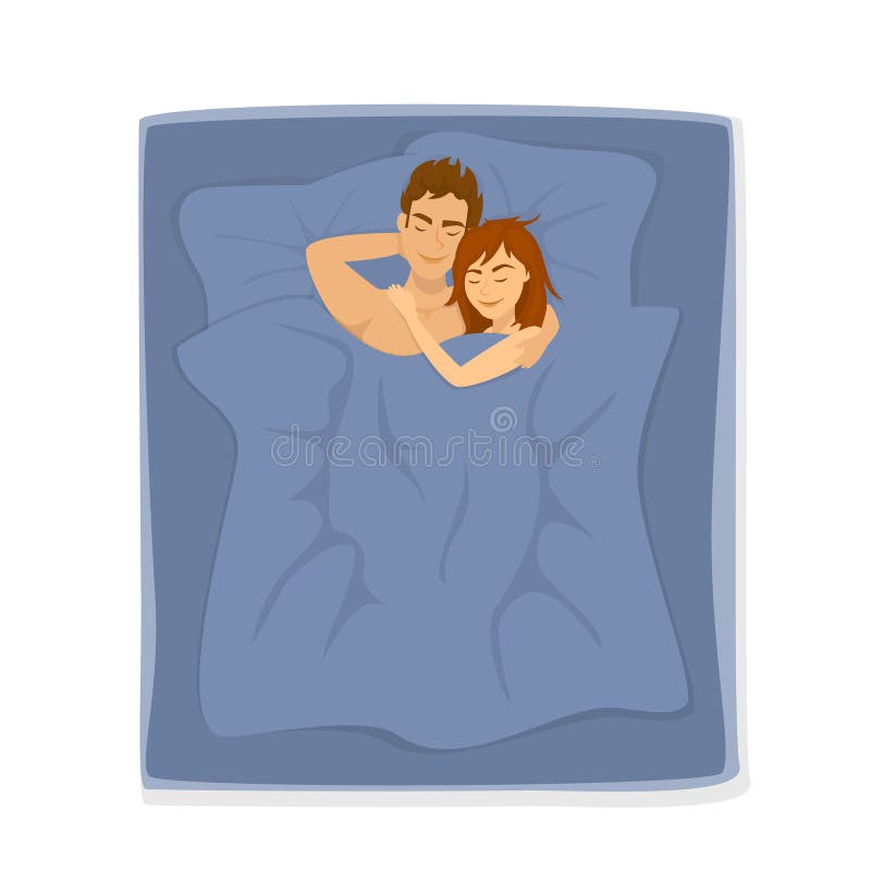 Cute Cheerful Couple Sleeping Together On The Bed Stock Vector Illustration Of Girlfriend Cheerful 108705994