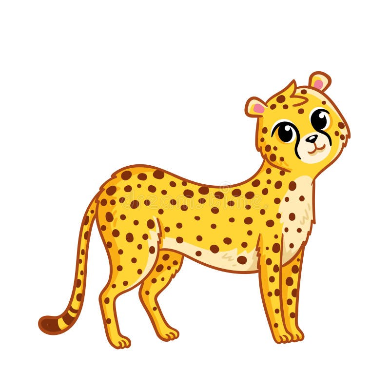Cute Cheetah Stands on a White Background. Vector Illustration in ...