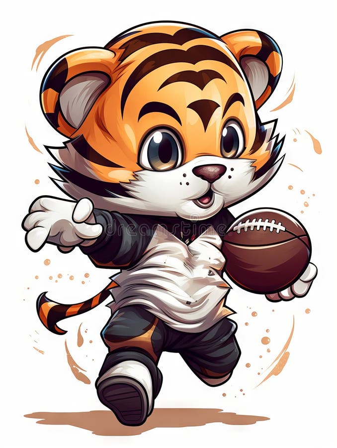 Chibi Tiger Playing Football Stock Illustration - Illustration of sport ...