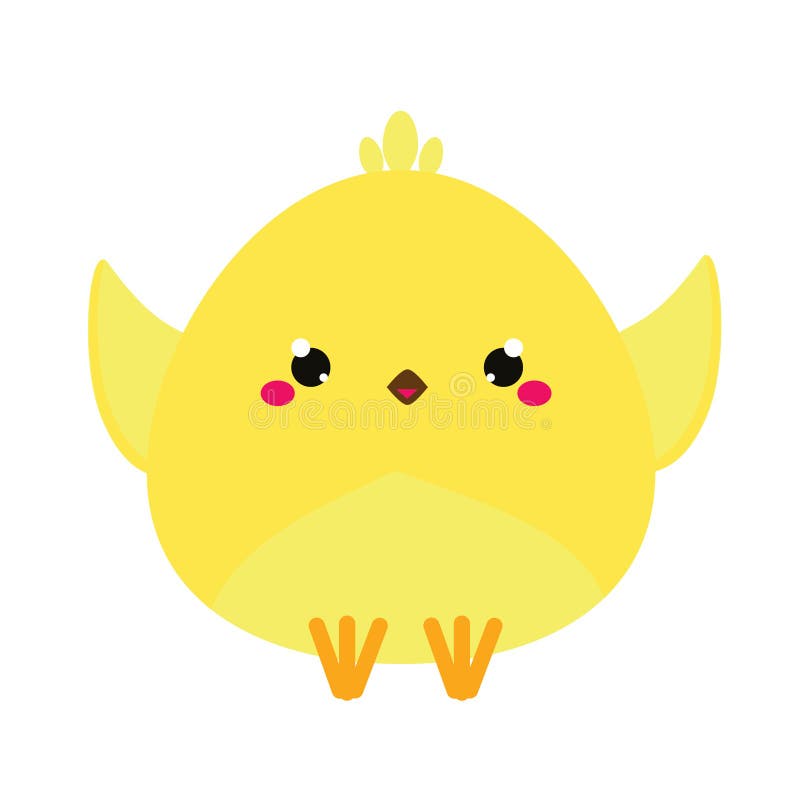 Cute Chicken in Kawaii Style. Little Baby Chick with Tulip Flower ...