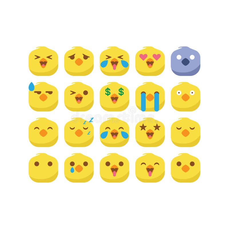 Cute Chicken Emojis Emoticon Smiley Set Cute Vector Isolated Stock Vector Illustration of