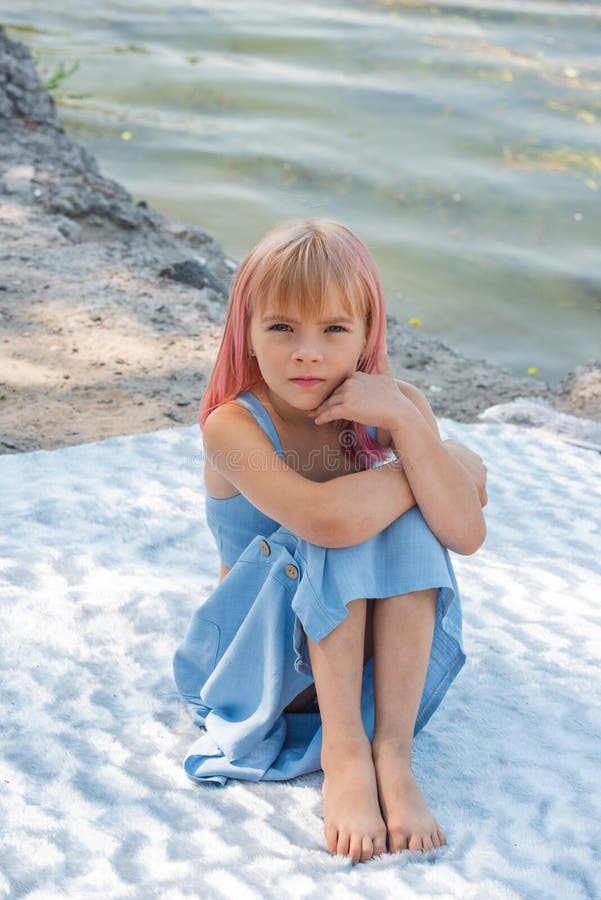 Cute Child Girl Portrait . Outdoor Portrait of Cute Little Girl in ...