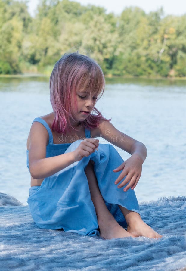 Cute Child Girl Portrait . Outdoor Portrait of Cute Little Girl in ...