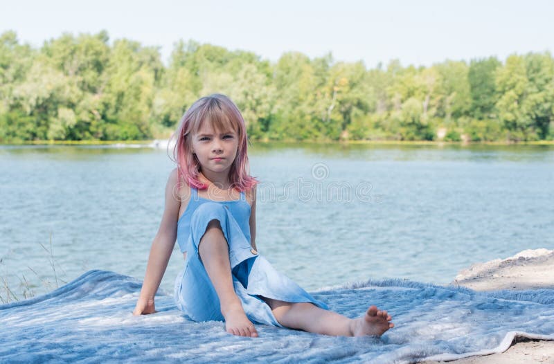 Cute Child Girl Portrait . Outdoor Portrait of Cute Little Girl in ...