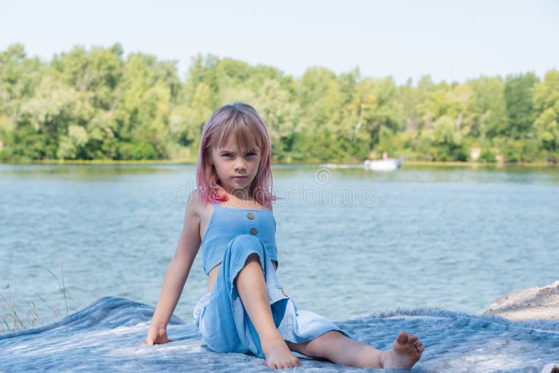 Cute Child Girl Portrait . Outdoor Portrait of Cute Little Girl in ...