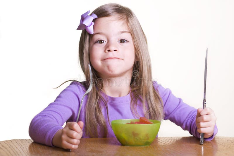 Cute Child Ready To Eat Healthy Stock Image - Image of hungry, child