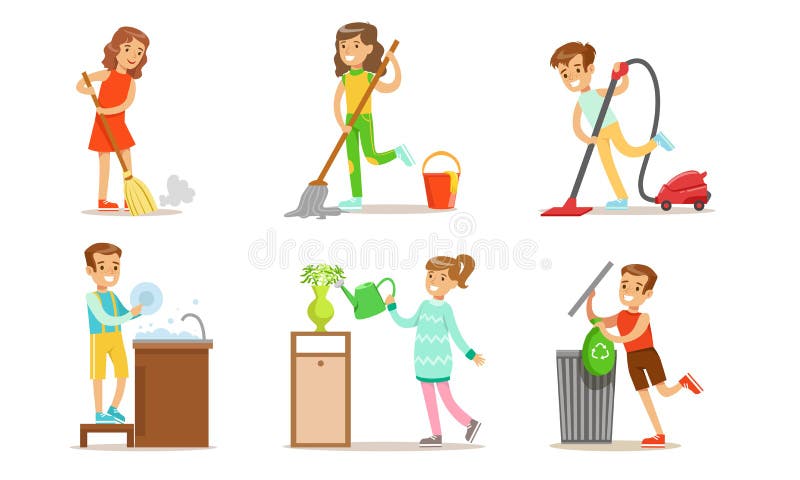 Children Sweeping Stock Illustrations 206 Children Sweeping