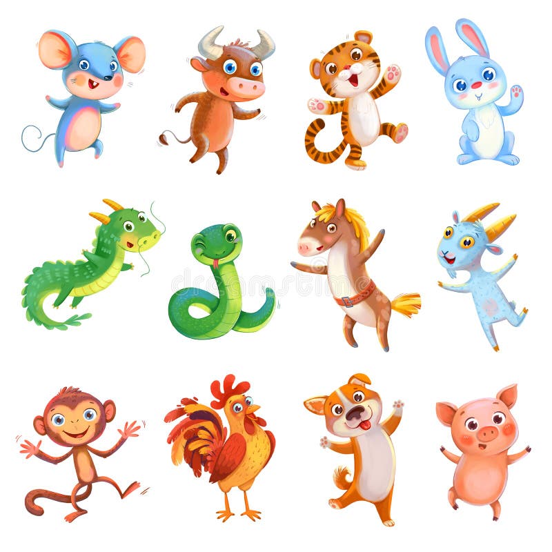 Cute chinese horoscope. Symbol of the Chinese New Year