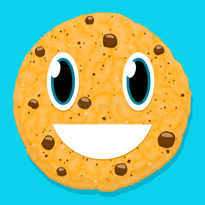Cute Chocolate Cookie Character with Smiley Face Stock Vector