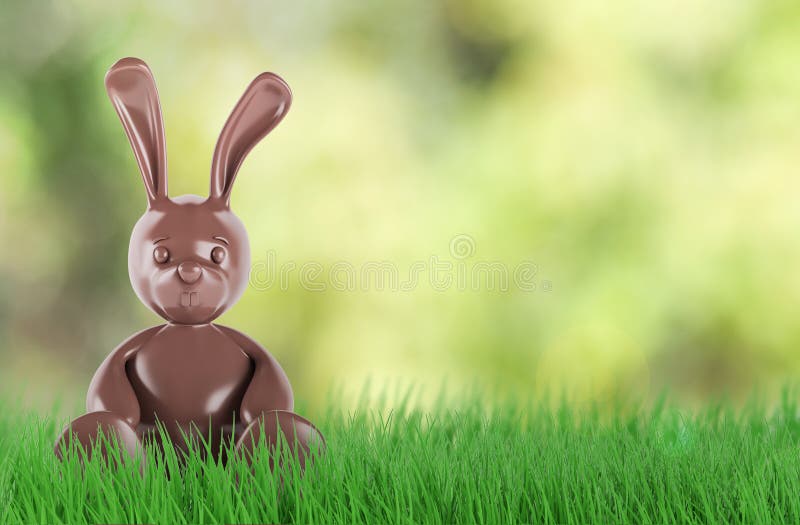 Cute Chocolate Easter Bunny. 3 D Render Stock Illustration Illustration of festive, brown