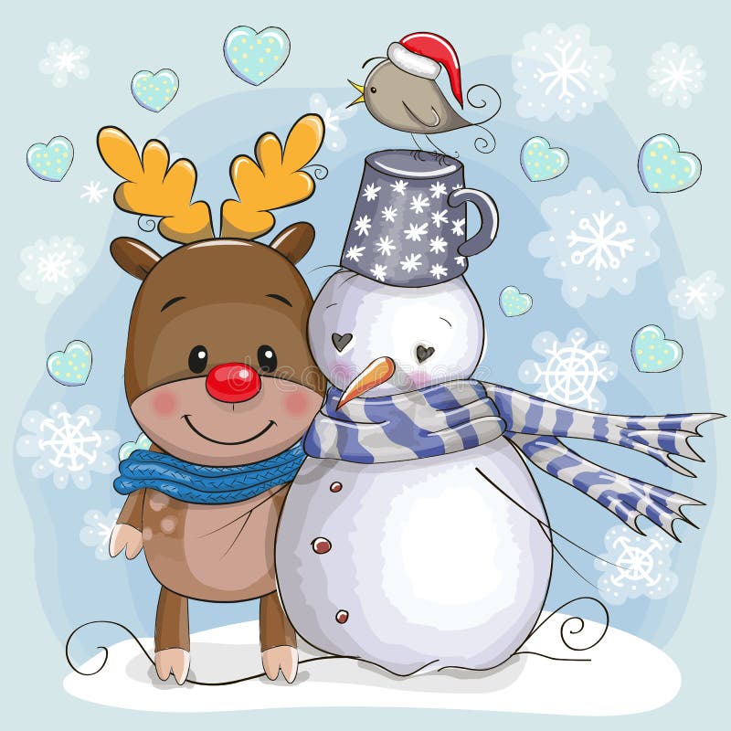 Cute Christmas deer and Santa vector illustration Cute Christmas deer and Santa vector illustration