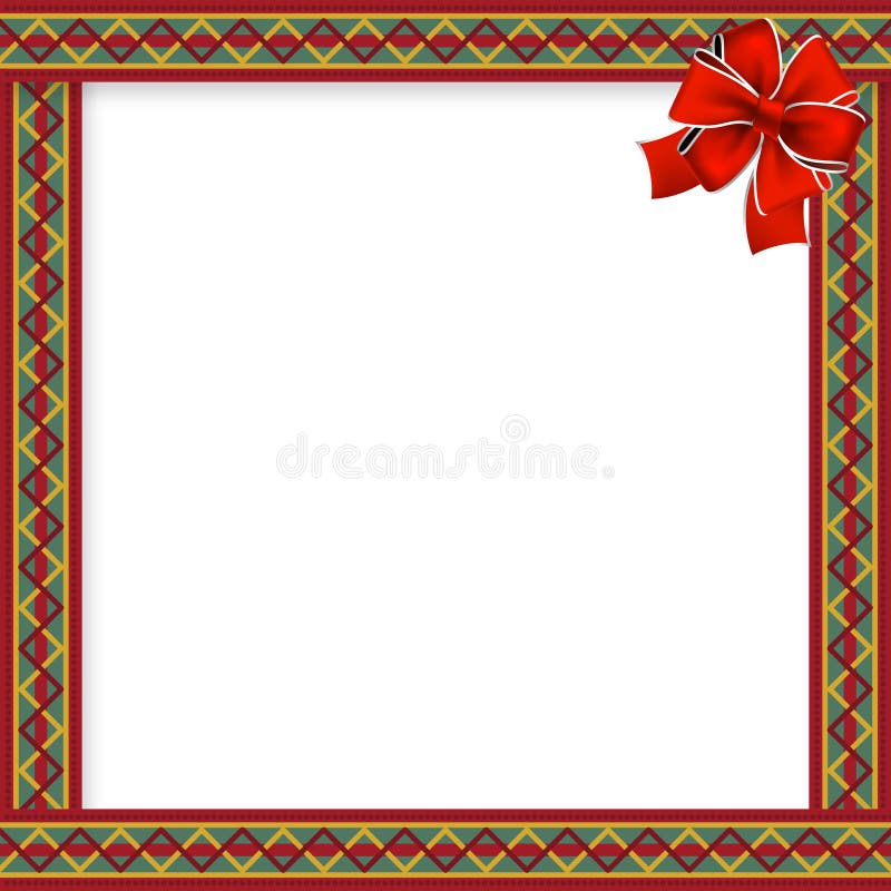 Cute Christmas or New Year Frame with Zig Zag Pattern and Red Stock ...