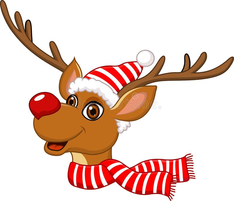 Funny Christmas Moose with Santa Claus Hat Stock Illustration ...
