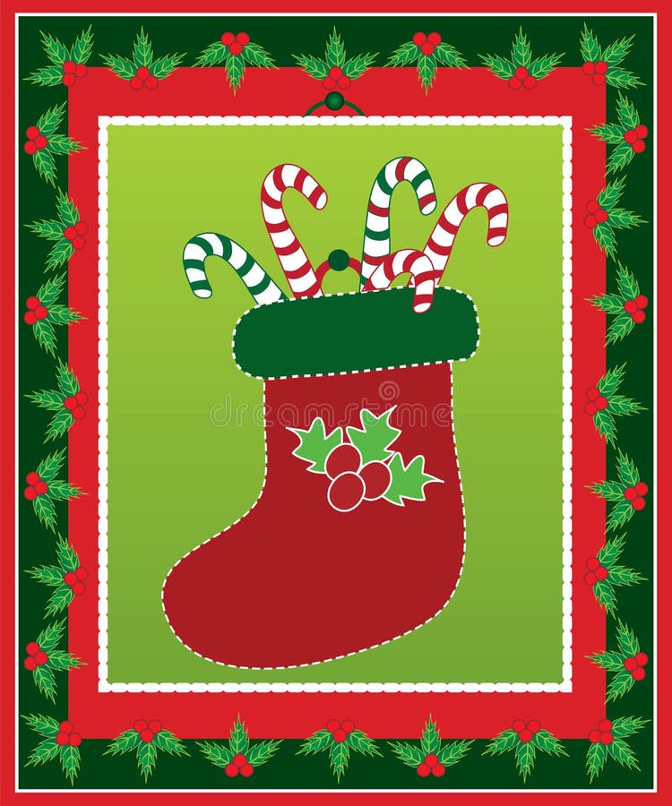 Christmas Stocking With Candy Canes Stock Vector - Illustration of ...