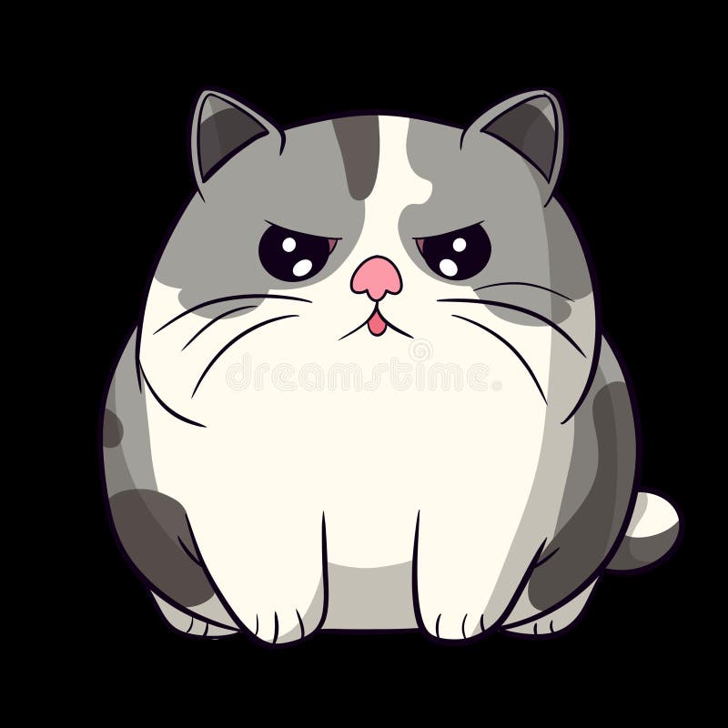 Cute chubby goofy cat vector illustration