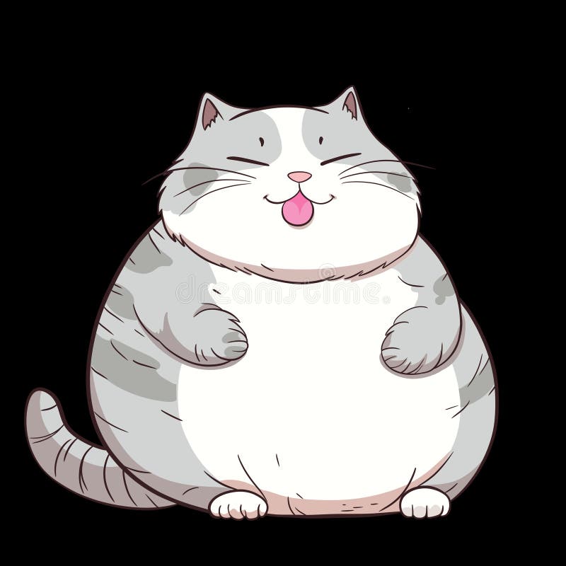Cute chubby goofy cat vector illustration