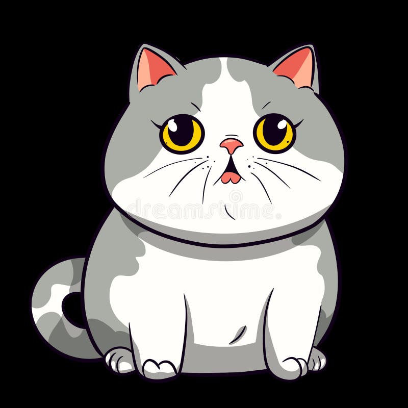 Cute chubby goofy cat vector illustration