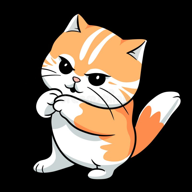 Cute chubby goofy cat stock illustration