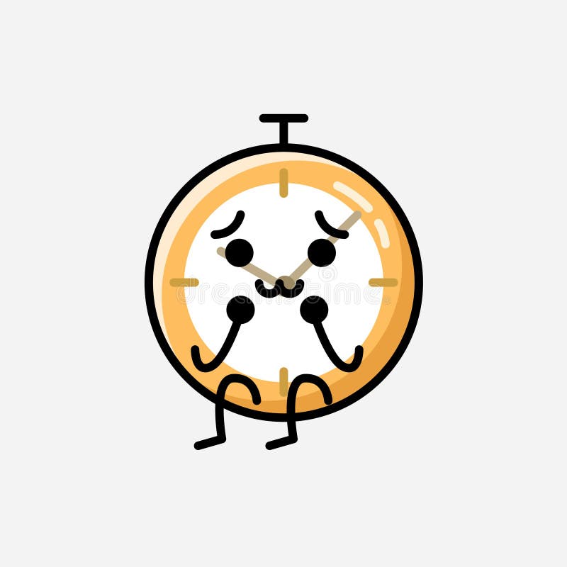 Cute Clock Mascot Vector Character in Flat Design Style Stock Vector -  Illustration of drawing, funny: 186832706