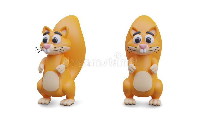 Cute collection with squirrels in different positions in orange colors vector illustration