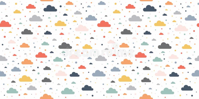 Cute colorful cloud seamless pattern background vector illustration