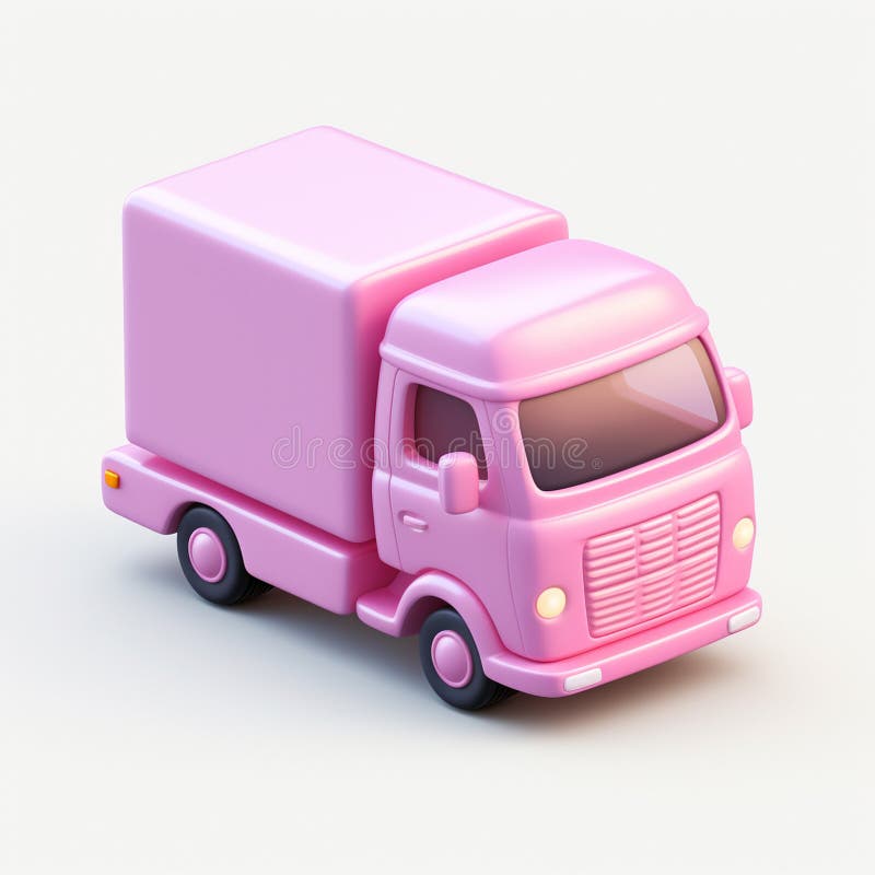 Cute Colorful Delivery-lastbil charming 3D illustration: enkel, adabel karikatyrbilslogistik inom branschen. royaltyfri illustrationer