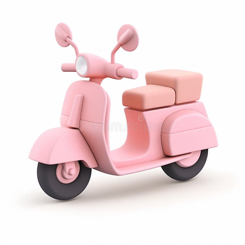 Cute Colorful Delivery motorcycle charming 3D Cycle illustration, enkel, adful cartoon Vehicle courier Industry Logtics. royaltyfri illustrationer