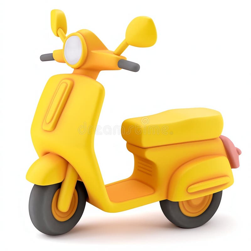 Cute Colorful Delivery motorcycle charming 3D Cycle illustration, enkel, adful cartoon Vehicle courier Industry Logtics. vektor illustrationer