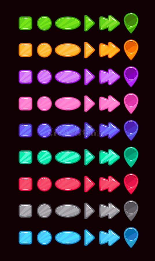 Pictograme lucioase, colorate și colorate royalty free illustration