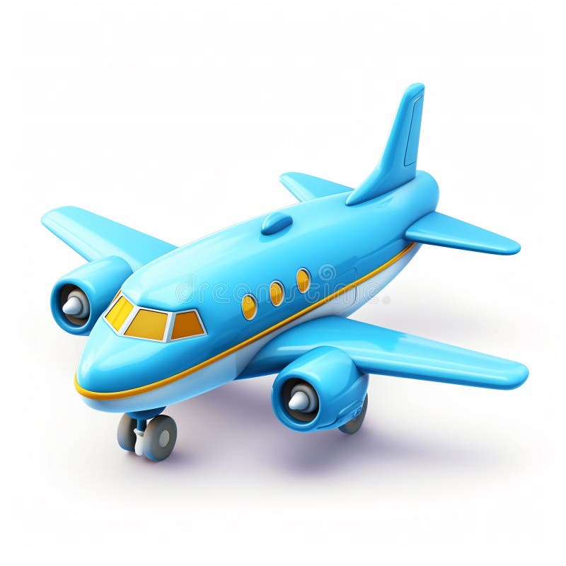 Cute colorful toy plan charming 3D Aviation illustration simple ad,cartoon vehicle airjet Aircraft. vektor illustrationer