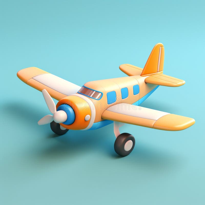 Cute colorful toy plan charming 3D Aviation illustration simple ad,cartoon vehicle airjet Aircraft. vektor illustrationer