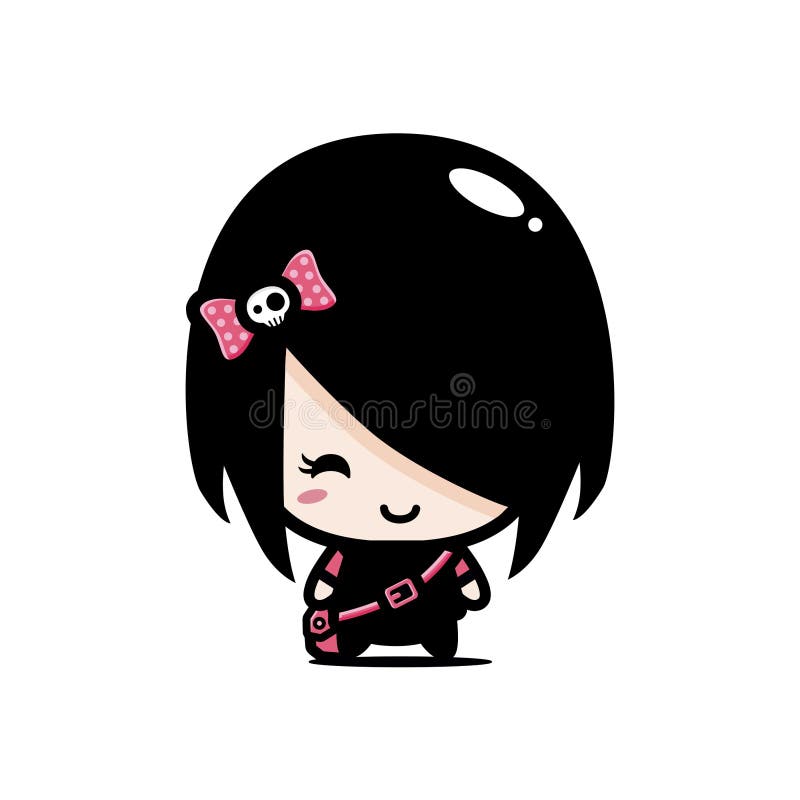 Cute and Cool Emo Girl Cartoon Character Stock Vector - Illustration of  character, head: 220510497