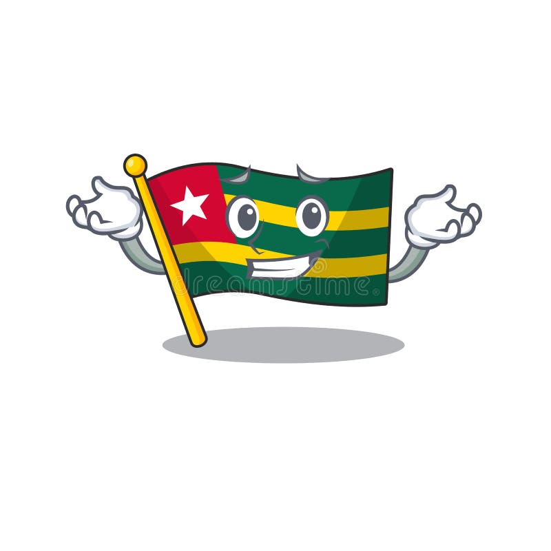 Cute and Cool Grinning flag togo Scroll mascot cartoon style stock illustration