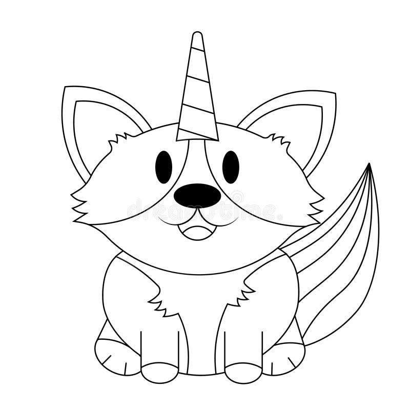 Cute Corgi Dog in Rainbow Unicorn Costume in Black and White Stock ...