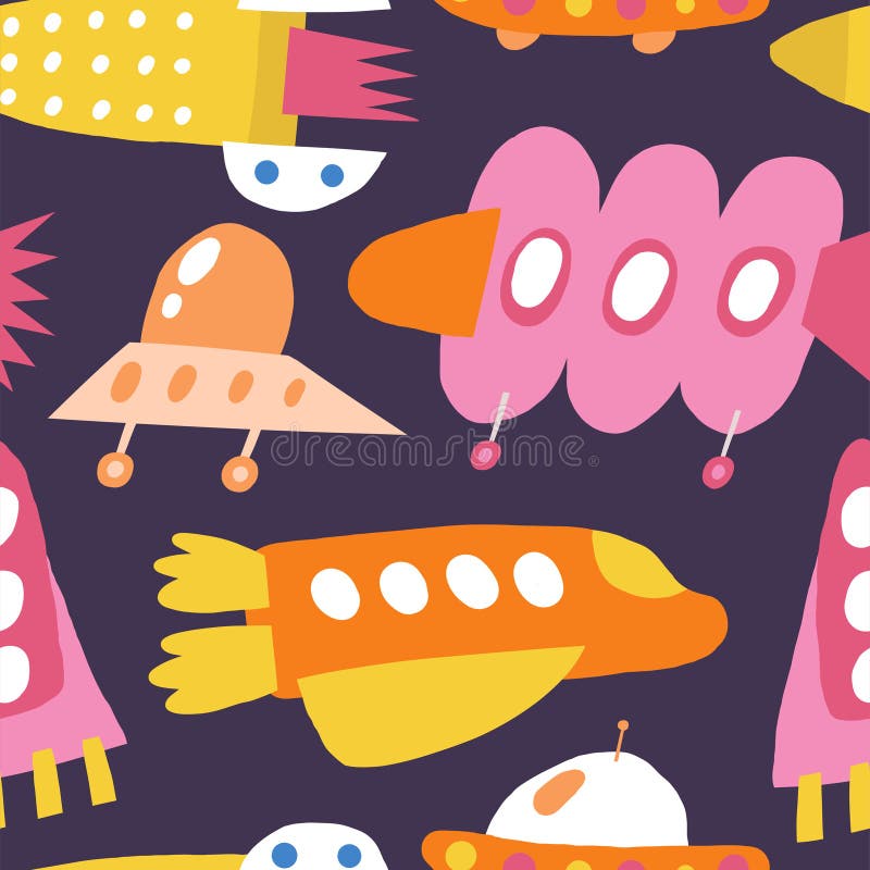 Cute cosmos, space, universe seamless pattern vector illustration