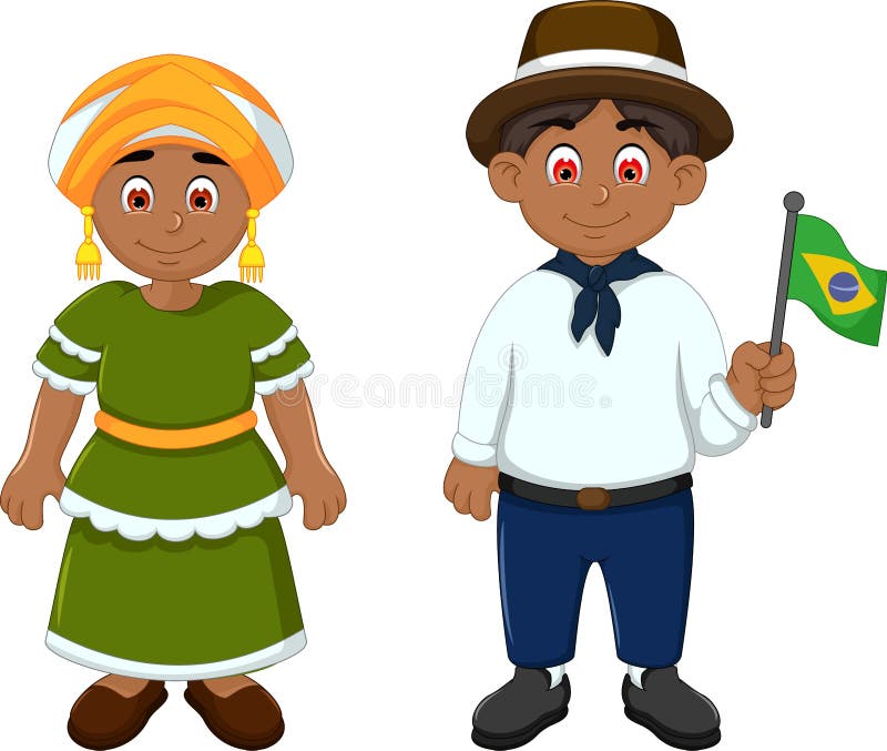 Cute Couple Brazilians Cartoon with National Clothes Stock Illustration -  Illustration of design, carnival: 89038831