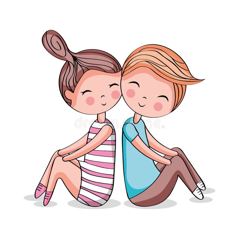 Cute Couple Kissing Cartoon. Vector Stock Vector - Illustration of