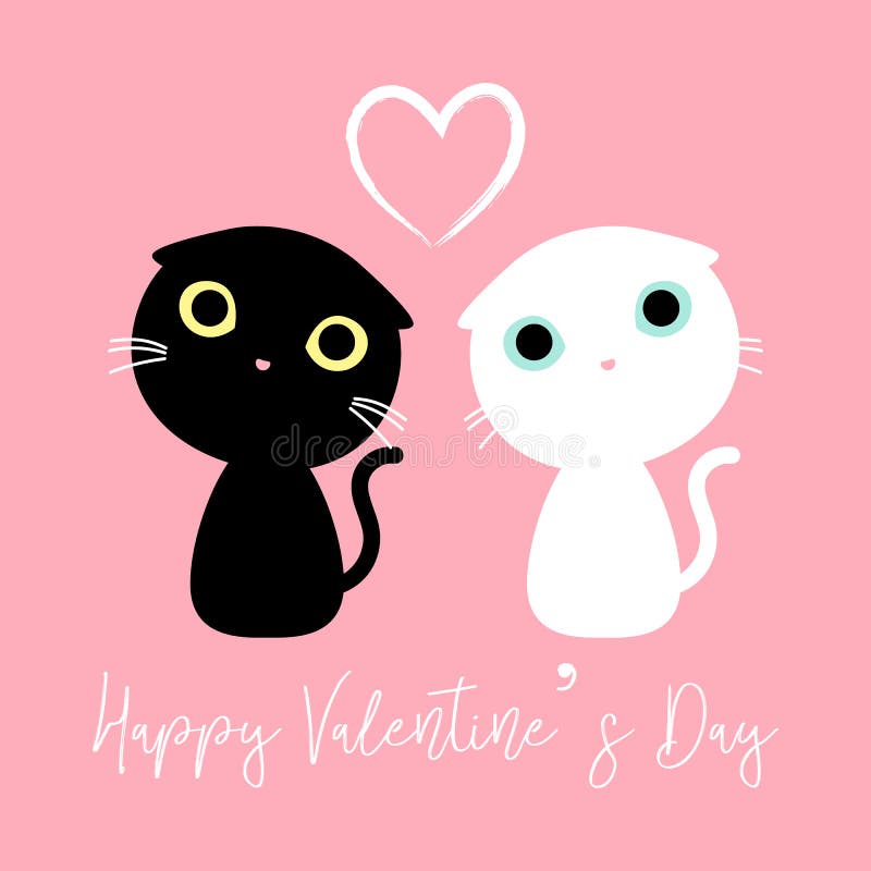 Cute couple cats decorated with happy valentine& x27;s day