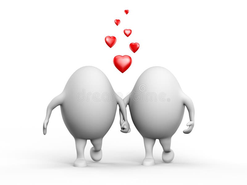 Cute Couple of Egghead Characters in Love