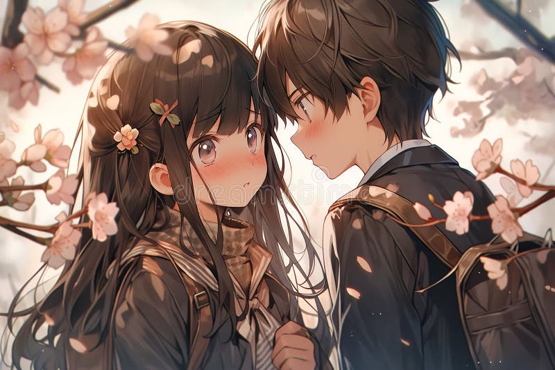 Premium Photo  Anime couple kiss close up generative ai