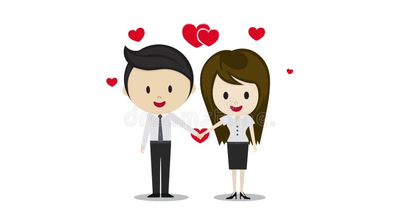 Cute Couple in Love Holding Hands, Cartoon Characters Stock Video - Video  of date, girlfriend: 54474281