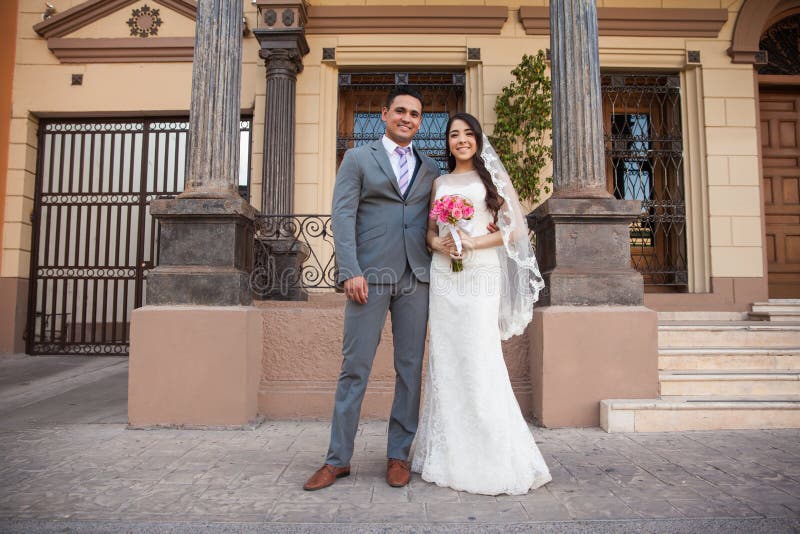 Cute couple on their wedding day stock photo Cute couple on their wedding day stock photo