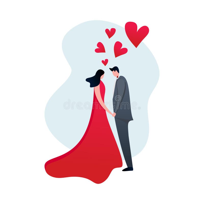 Continuous Line Drawing of Romantic Couple in Weeding Dress Vector  Illustration with Love Text Stock Vector - Illustration of dress, beauty:  136347937