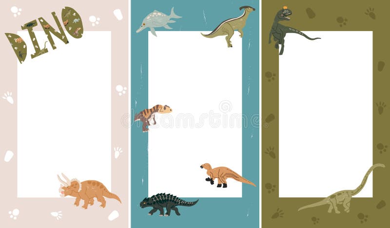 Cute Cover Designs with Dinosaurs in Cartoon Style for Brochures, Stories,  Applications Stock Illustration - Illustration of diplodocus, ankylosaurus:  221690644