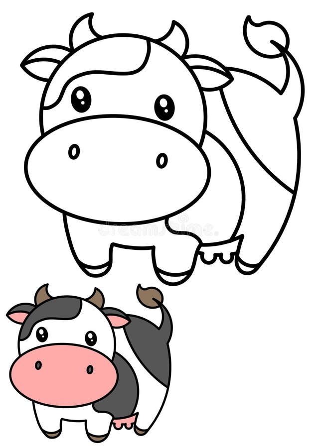 Cute Cow Drawing Colouring Page. Cute Cow with Beautiful Eyes. Colour the  Picture Stock Illustration - Illustration of white, page: 216262026