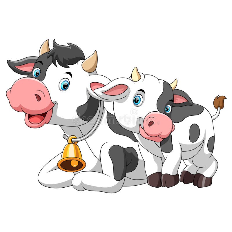 Cute cow mother with baby calf stock illustration Cute cow mother with baby calf stock illustration