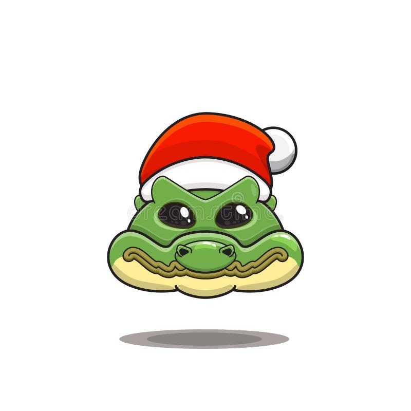Cute Crocodile Wearing Christmas Hat, Cute Animal Head Wearing Santa