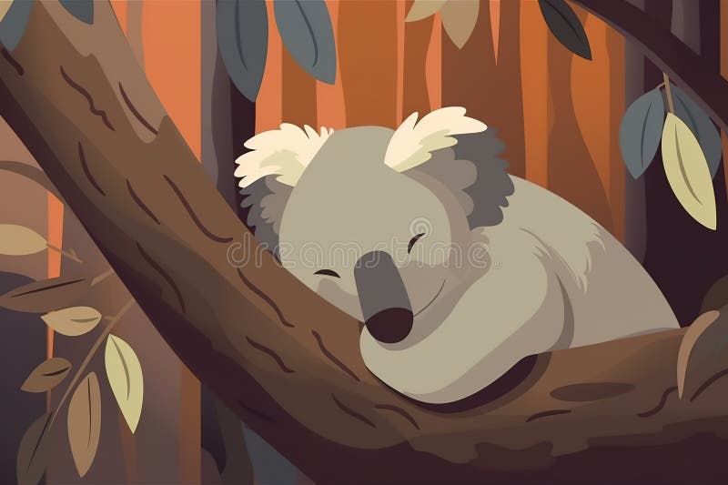 A Cute and Cuddly Koala Sleeping in a Tree this Koala is Sleeping in