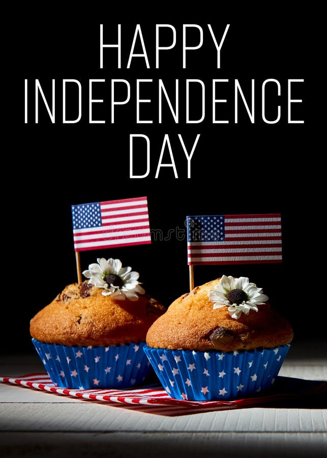 Cute cupcakes with american flag, Happy independence day background stock photos Cute cupcakes with american flag, Happy independence day background stock photos