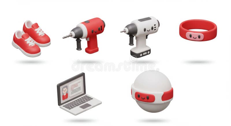 Cute 3D Isometric Icons royalty free illustration
